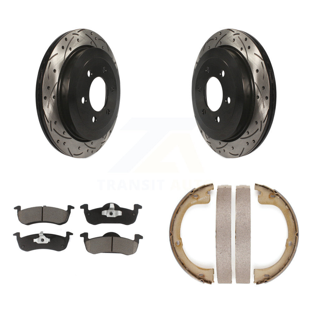 Kit de patins de frein de stationnement à disque arrière, Rotors percés et fendus, plaquettes en céramique, pour