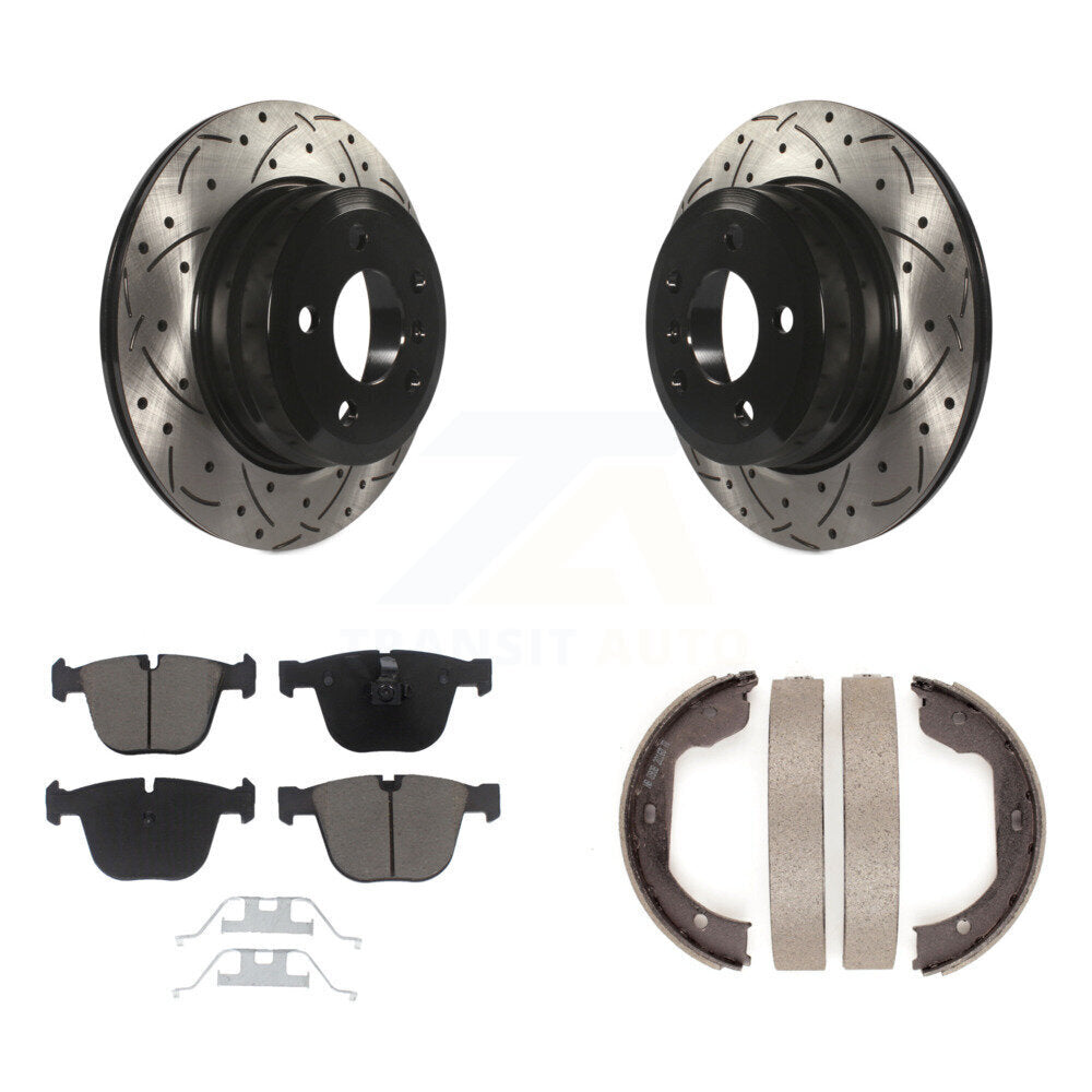 Kit de plaquettes en céramique et de chaussures de stationnement à disque arrière, Rotors percés et fendus, pour BMW X