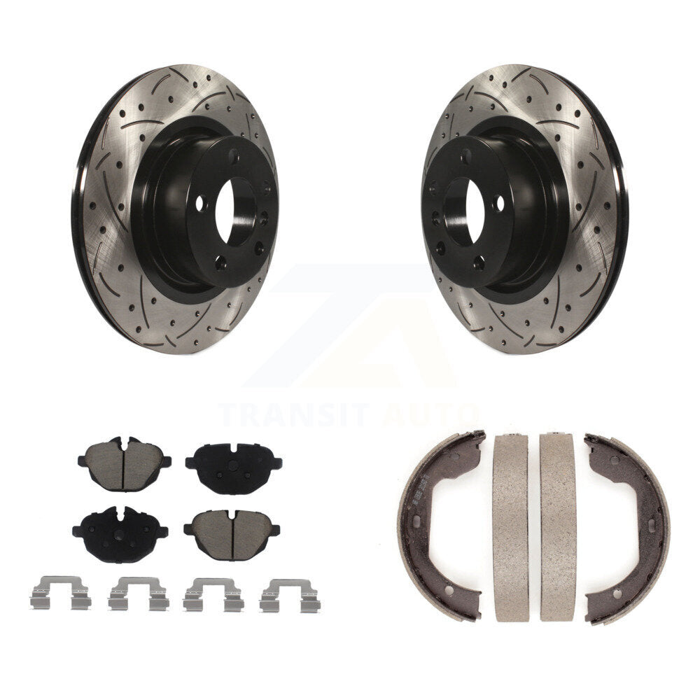 Kit de plaquettes en céramique et de chaussures de stationnement à disque arrière, Rotors percés et fendus, pour BMW X