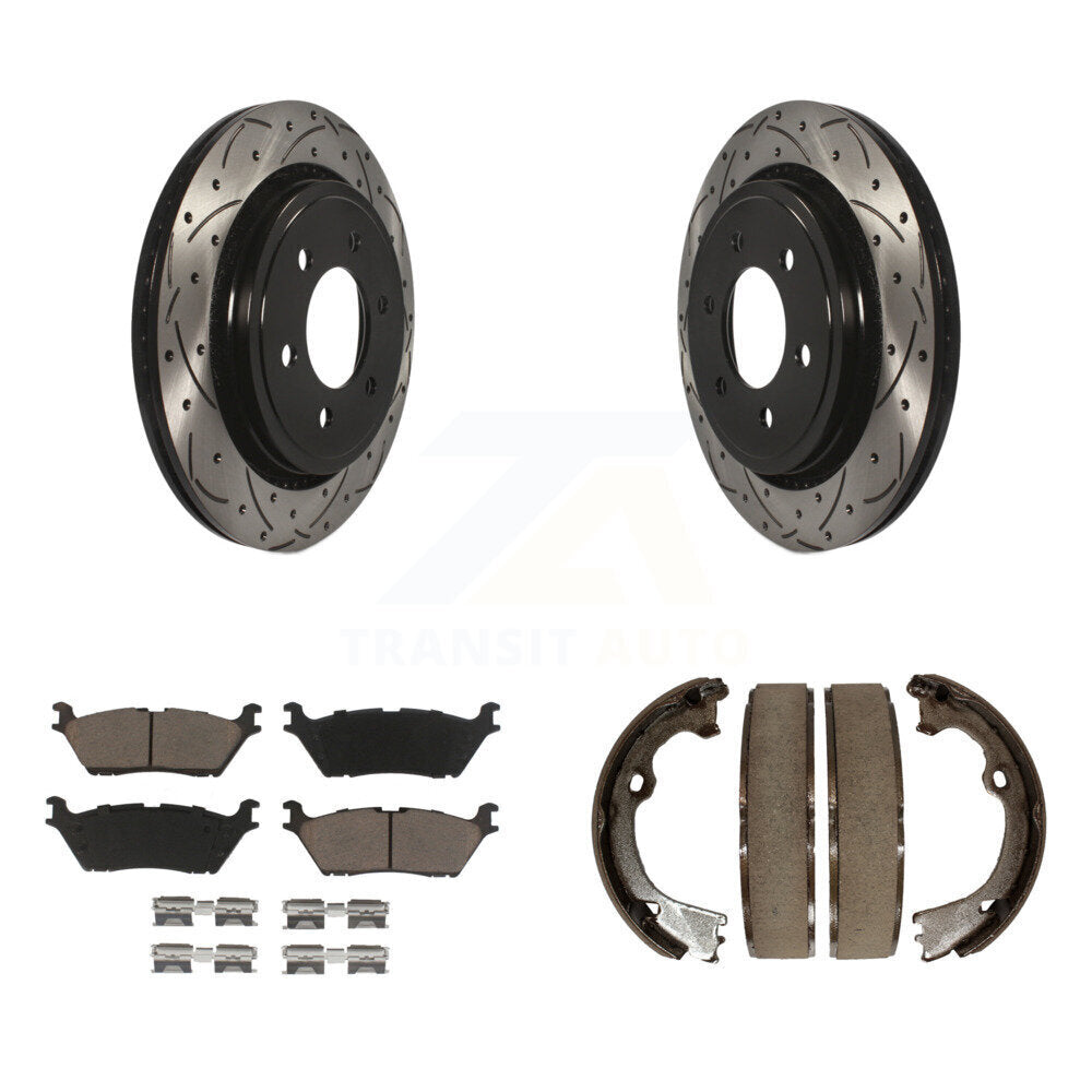 Kit de chaussures de stationnement à disque arrière, Rotors percés et fendus, plaquettes en céramique, pour Ford F-15