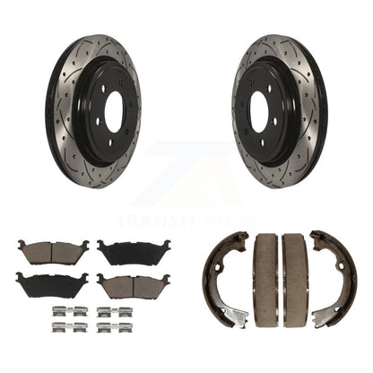 Kit de chaussures de stationnement à disque arrière, Rotors percés et fendus, plaquettes en céramique, pour Ford F-15