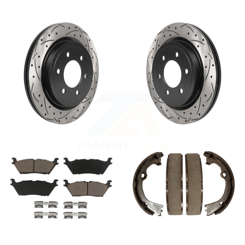 Kit de chaussures de stationnement à disque arrière, Rotors percés et fendus, plaquettes en céramique, pour Ford F-15