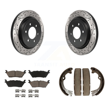 Kit de chaussures de stationnement à disque arrière, Rotors percés et fendus, plaquettes en céramique, pour Ford F-15