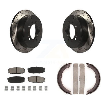 Kit de plaquettes en céramique et de chaussures de stationnement à disque arrière, Rotors percés et fendus, pour Toyot