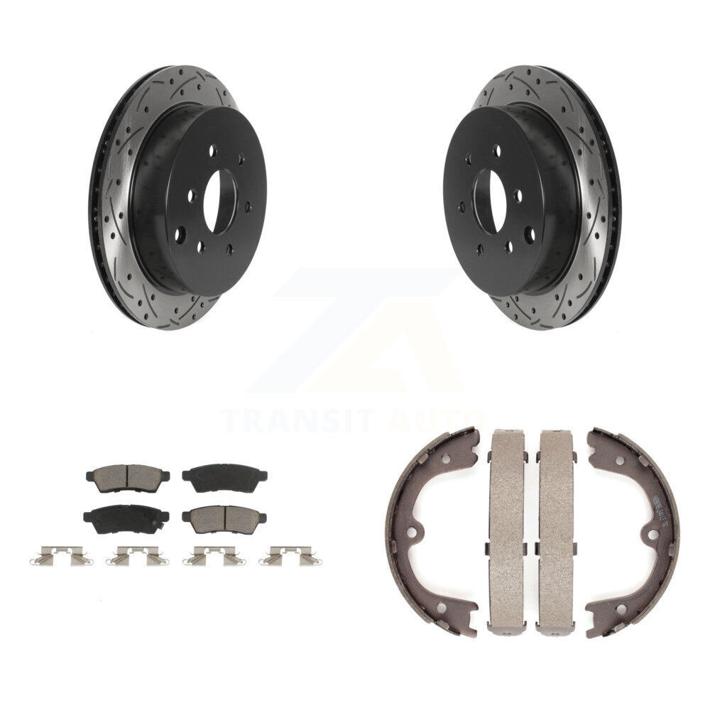 Kit de plaquettes en céramique et de chaussures de stationnement à disque arrière, Rotors percés et fendus, pour Nissa