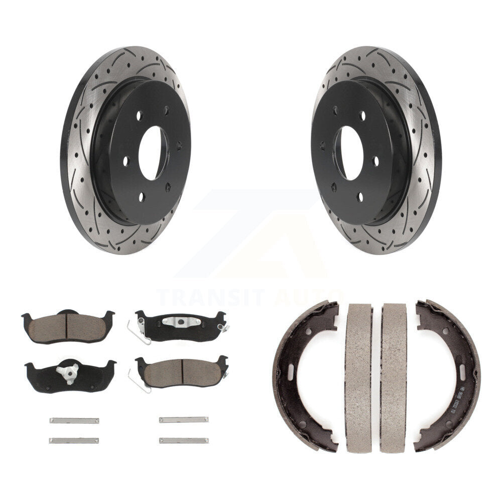 Kit de plaquettes en céramique et de chaussures de stationnement à disque arrière, Rotors percés et fendus, pour Nissa