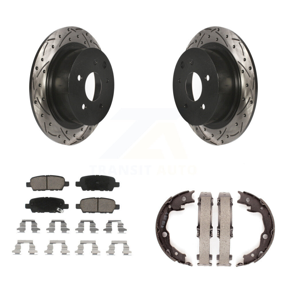 Kit de plaquettes en céramique et de chaussures de stationnement à disque arrière, Rotors percés et fendus, pour Nissa