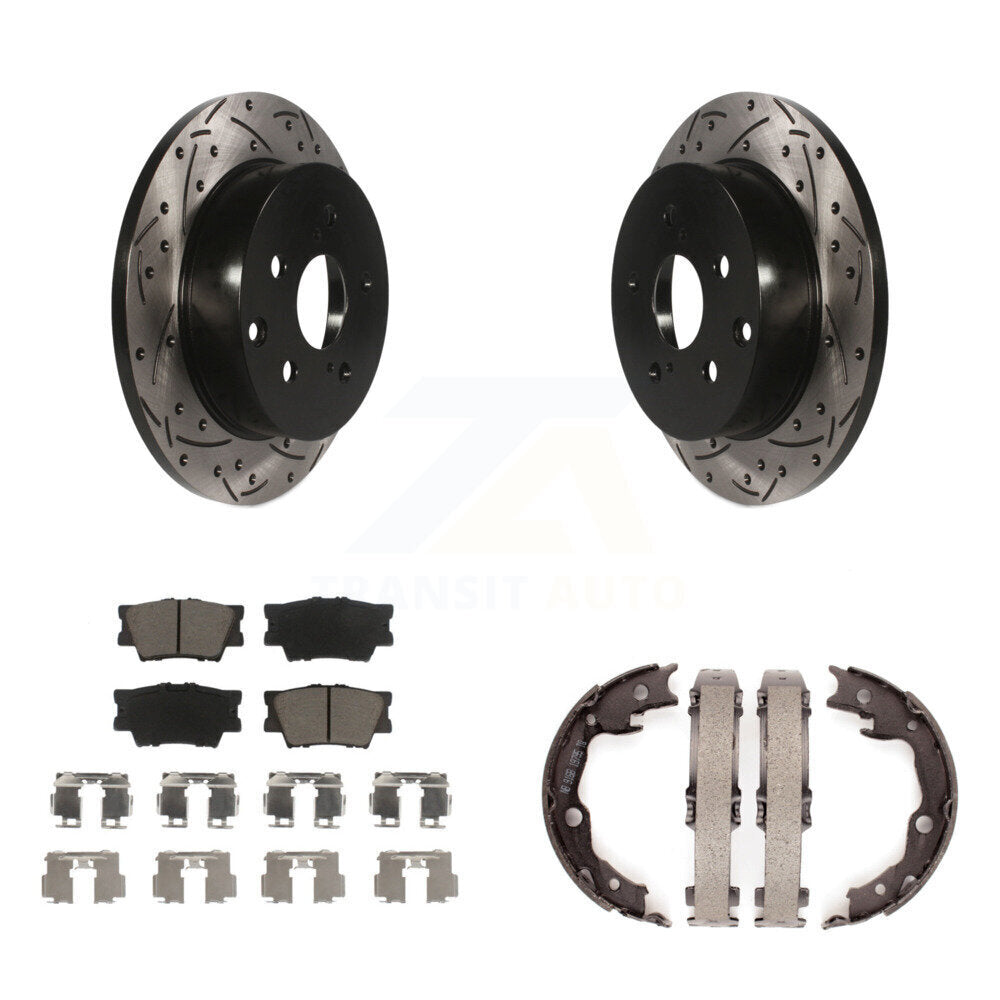 Kit de plaquettes en céramique et de chaussures de stationnement à disque arrière, Rotors percés et fendus, pour Toyot