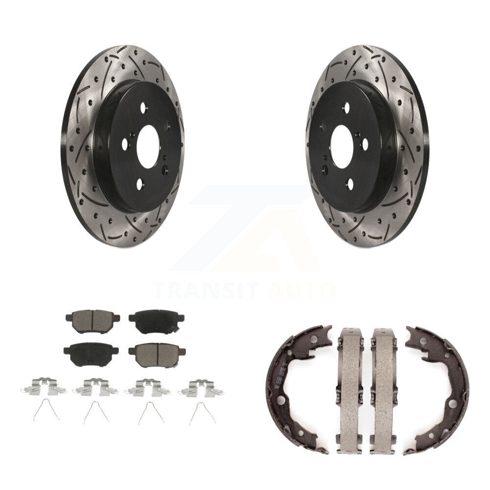 Kit de plaquettes en céramique et de chaussures de stationnement à disque arrière, Rotors percés et fendus, pour Toyot
