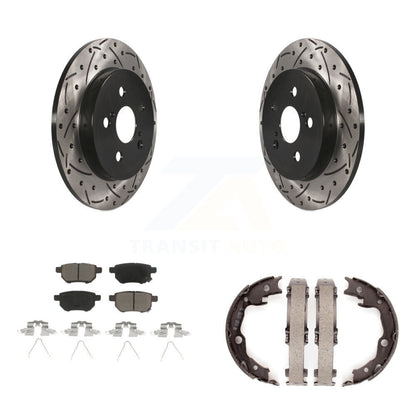 Kit de plaquettes en céramique et de chaussures de stationnement à disque arrière, Rotors percés et fendus, pour Toyot