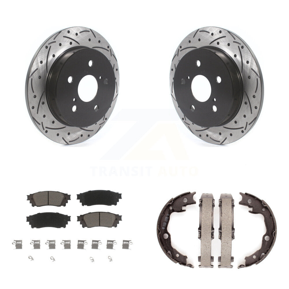 Kit de plaquettes en céramique et de chaussures de stationnement à disque arrière, Rotors percés et fendus, pour Toyot