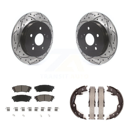 Kit de plaquettes en céramique et de chaussures de stationnement à disque arrière, Rotors percés et fendus, pour Toyot