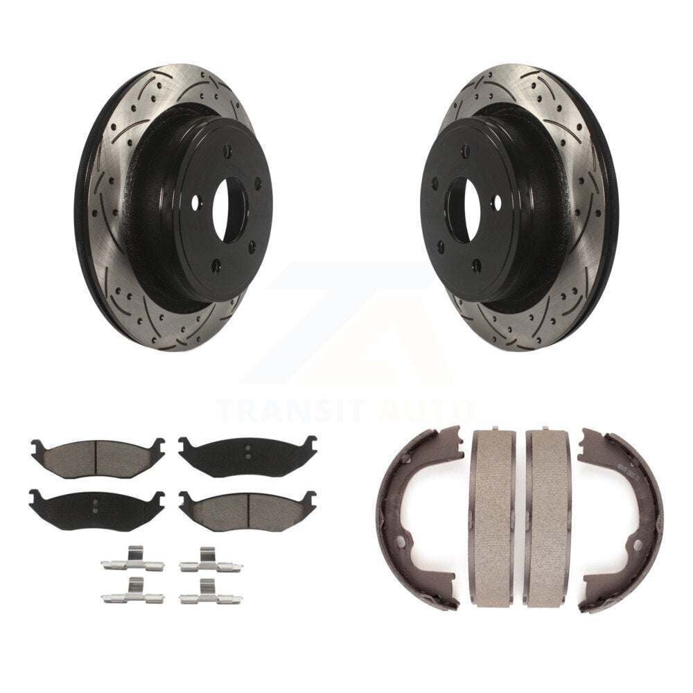 Kit de chaussures de stationnement à disques arrière, Rotors percés et fendus, plaquettes en céramique, pour Ram 1500