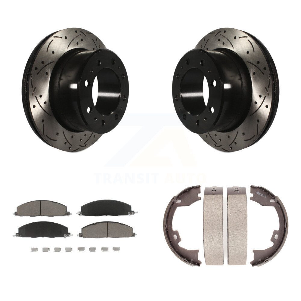 Kit de chaussures de stationnement à disque arrière, Rotors percés et fendus, plaquettes en céramique, pour Ram 3500
