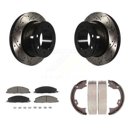 Kit de chaussures de stationnement à disque arrière, Rotors percés et fendus, plaquettes en céramique, pour Ram 3500
