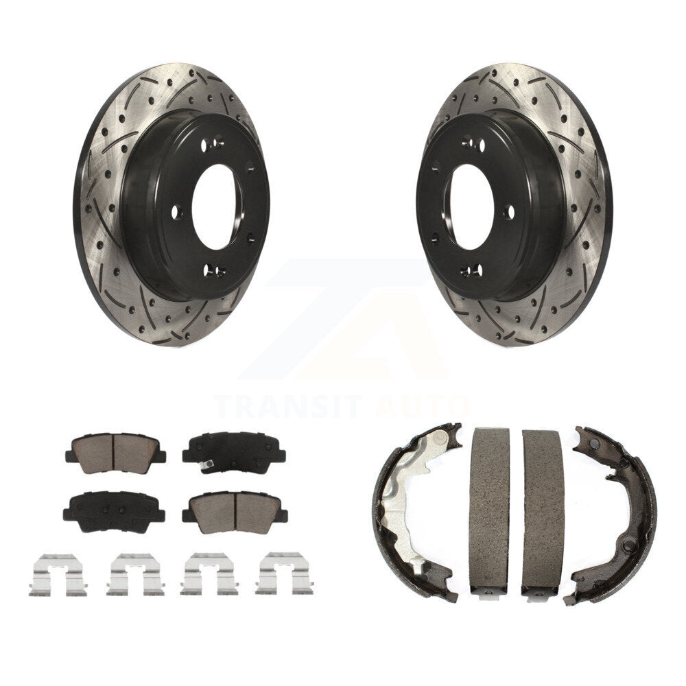 Kit de chaussures de stationnement à disques arrière, Rotors percés et fendus, plaquettes en céramique, pour Kia Forte