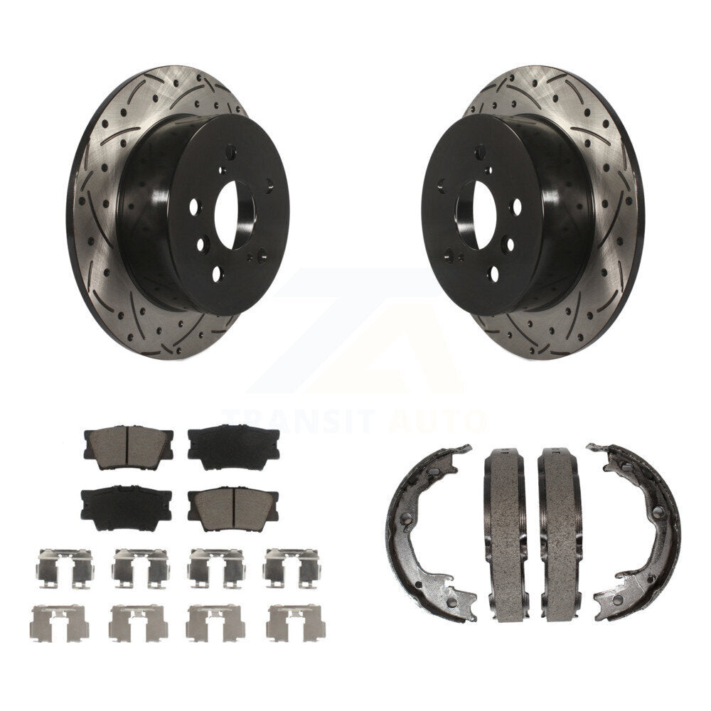 Kit de plaquettes en céramique et de chaussures de stationnement à disque arrière, Rotors percés et fendus, pour Toyot