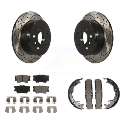 Kit de plaquettes en céramique et de chaussures de stationnement à disque arrière, Rotors percés et fendus, pour Toyot