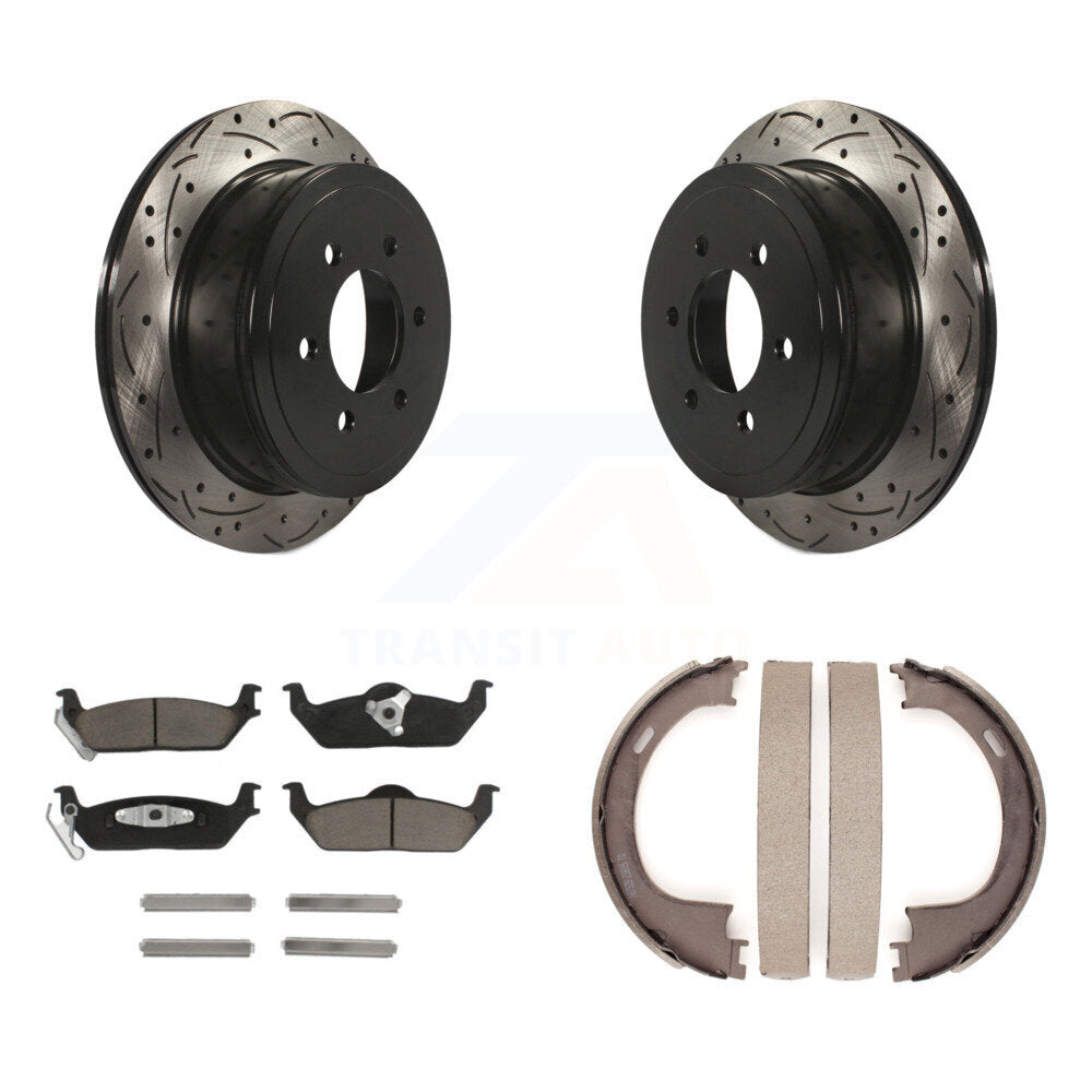 Kit de chaussures de stationnement à disque arrière, Rotors percés et fendus, plaquettes en céramique, pour Ford F-15
