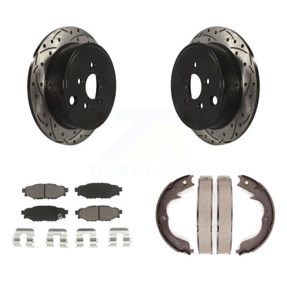 Kit de plaquettes en céramique et de patins de stationnement pour disques arrière, rotors percés et fendus, pour Subar