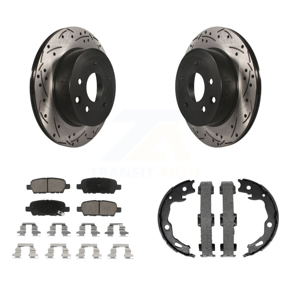 Kit de plaquettes en céramique et de chaussures de stationnement à disque arrière, Rotors percés et fendus, pour Nissa