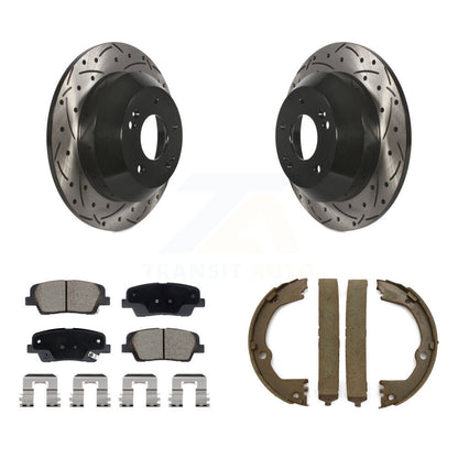 Kit de chaussures de stationnement à disque arrière, Rotors percés et fendus, plaquettes en céramique, pour Hyundai F