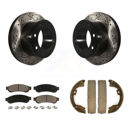 Kit de chaussures de stationnement à disque arrière, Rotors percés et fendus, plaquettes en céramique, pour Ford F-35