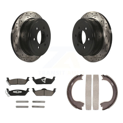 Kit de chaussures de stationnement à disque arrière, Rotors percés et fendus, plaquettes en céramique, pour Ford F-15