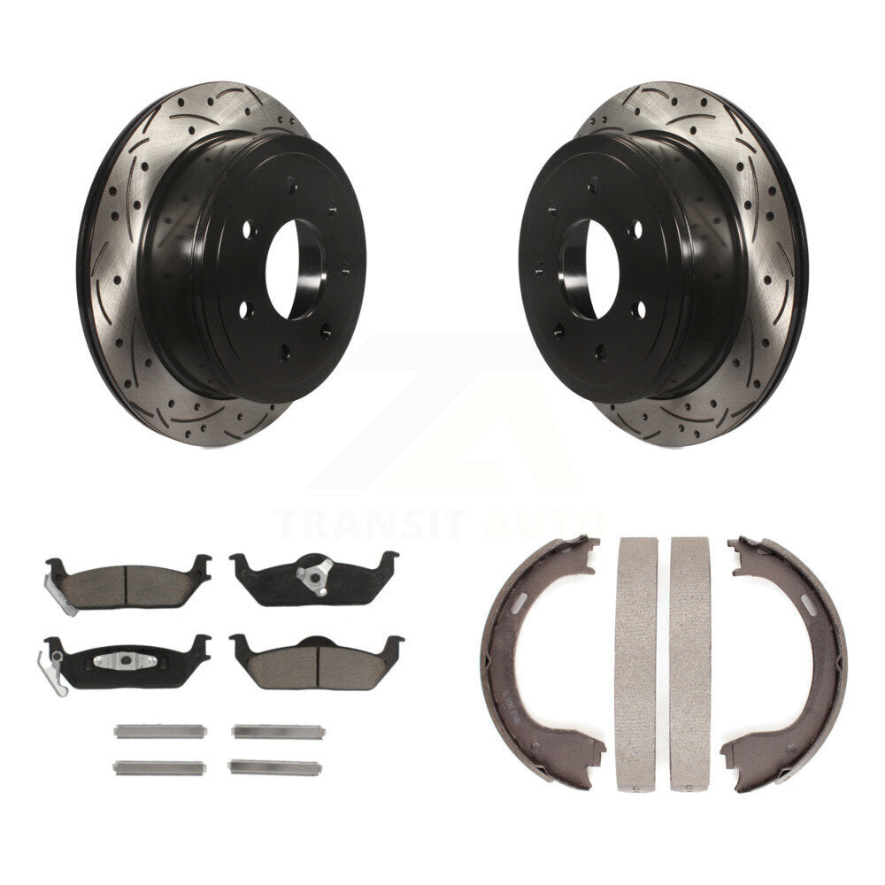 Kit de chaussures de stationnement à disque arrière, Rotors percés et fendus, plaquettes en céramique, pour Ford F-15