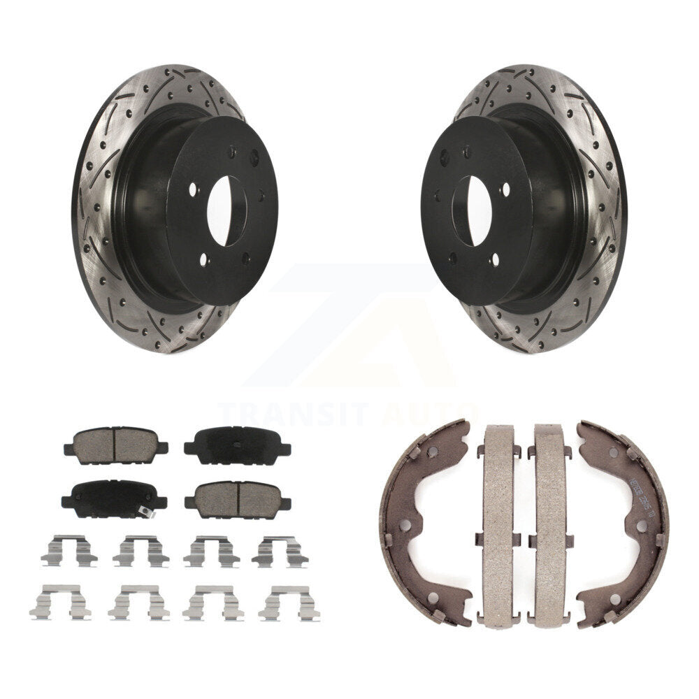 Kit de plaquettes en céramique et de chaussures de stationnement à disque arrière, Rotors percés et fendus, pour Nissa