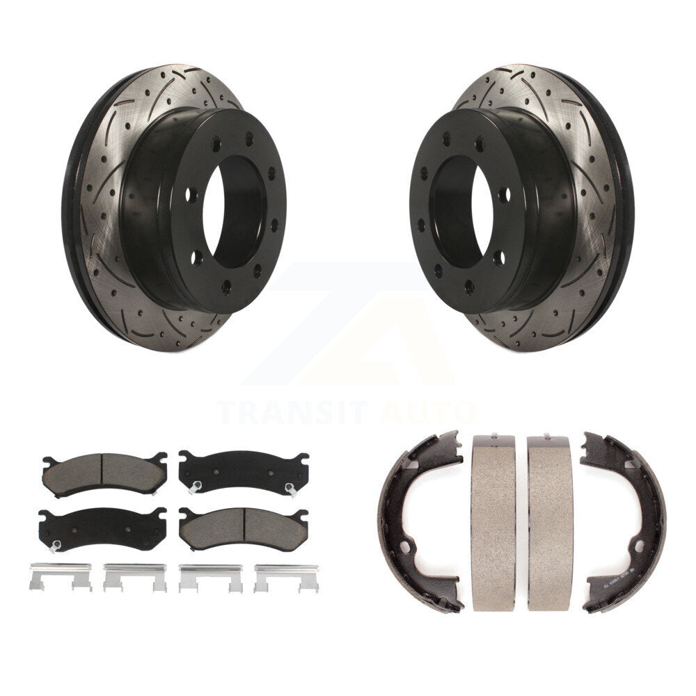 Kit de chaussures de stationnement à disques arrière, Rotors percés et fendus, plaquettes en céramique, pour GMC 2500