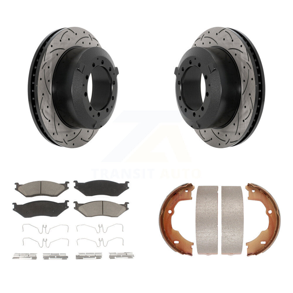 Kit de chaussures de stationnement à disque arrière, Rotors percés et fendus, plaquettes en céramique, pour Ford F-45