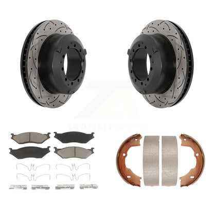 Kit de chaussures de stationnement à disque arrière, Rotors percés et fendus, plaquettes en céramique, pour Ford F-45