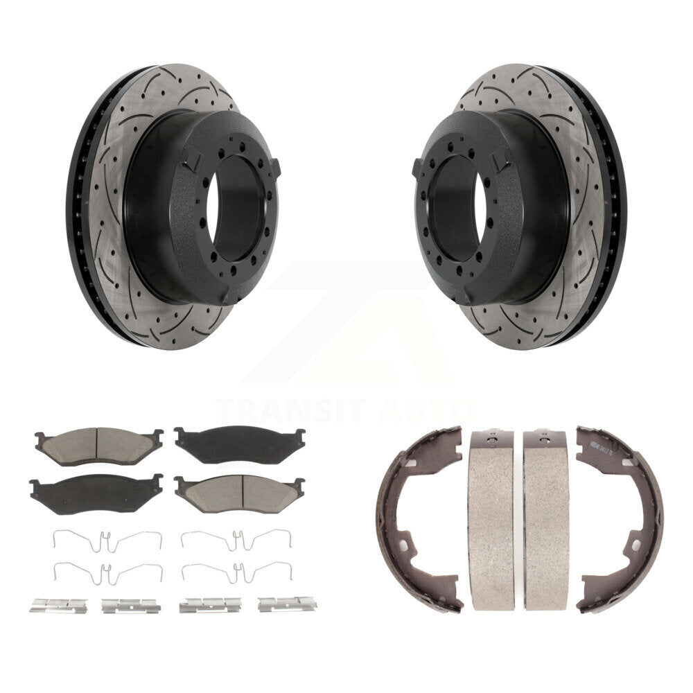Kit de chaussures de stationnement à disque arrière, Rotors percés et fendus, plaquettes en céramique, pour Ford F-45
