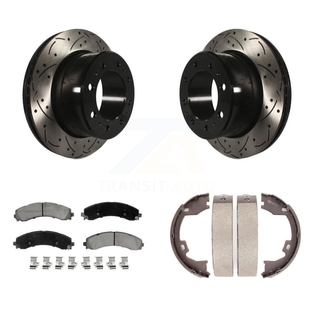Kit de chaussures de stationnement à disque arrière, Rotors percés et fendus, plaquettes en céramique, pour Ram 3500