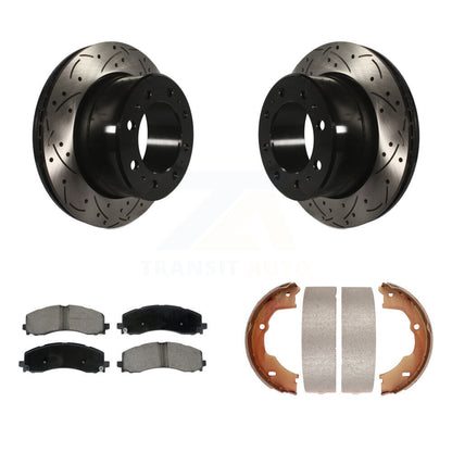 Kit de chaussures de stationnement à disque arrière, Rotors percés et fendus, plaquettes en céramique, pour Ram 3500