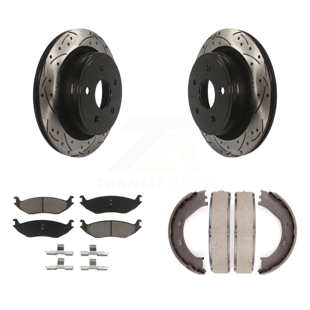 Kit de chaussures de stationnement à disque arrière, Rotors percés et fendus, plaquettes en céramique, pour Dodge Ram