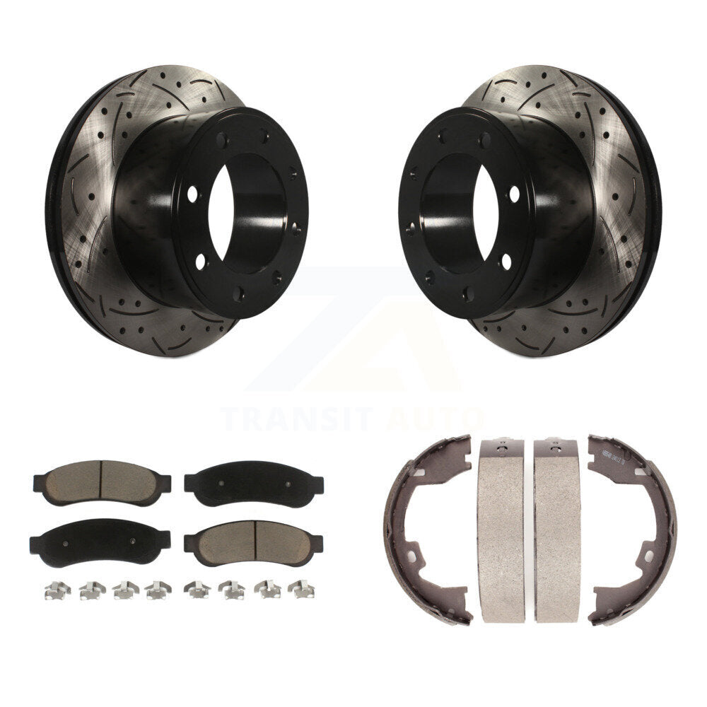 Kit de chaussures de stationnement à disque arrière, Rotors percés et fendus, plaquettes en céramique, pour Ford F-25