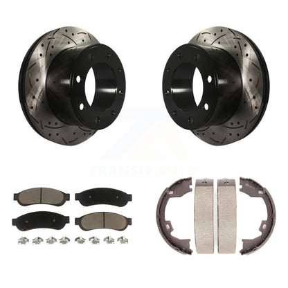 Kit de chaussures de stationnement à disque arrière, Rotors percés et fendus, plaquettes en céramique, pour Ford F-25