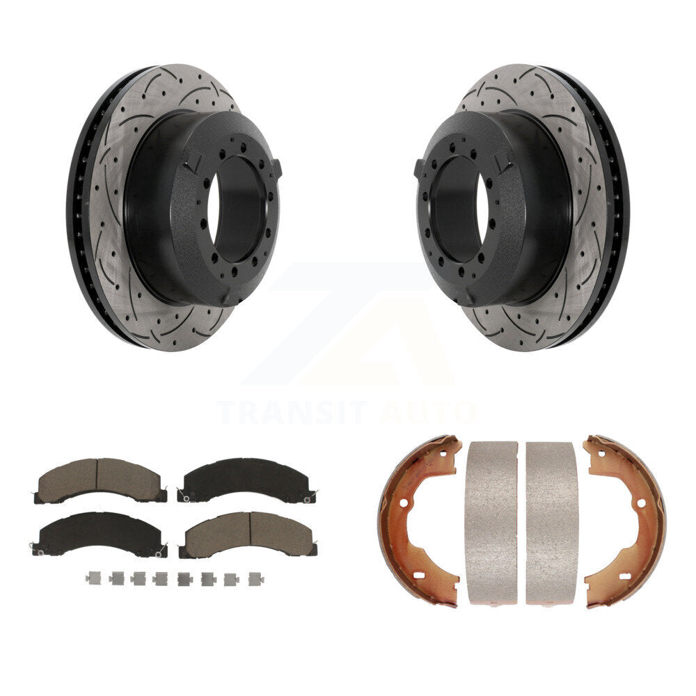 Kit de chaussures de stationnement à disque arrière, Rotors percés et fendus, plaquettes en céramique, pour Ram Dodge