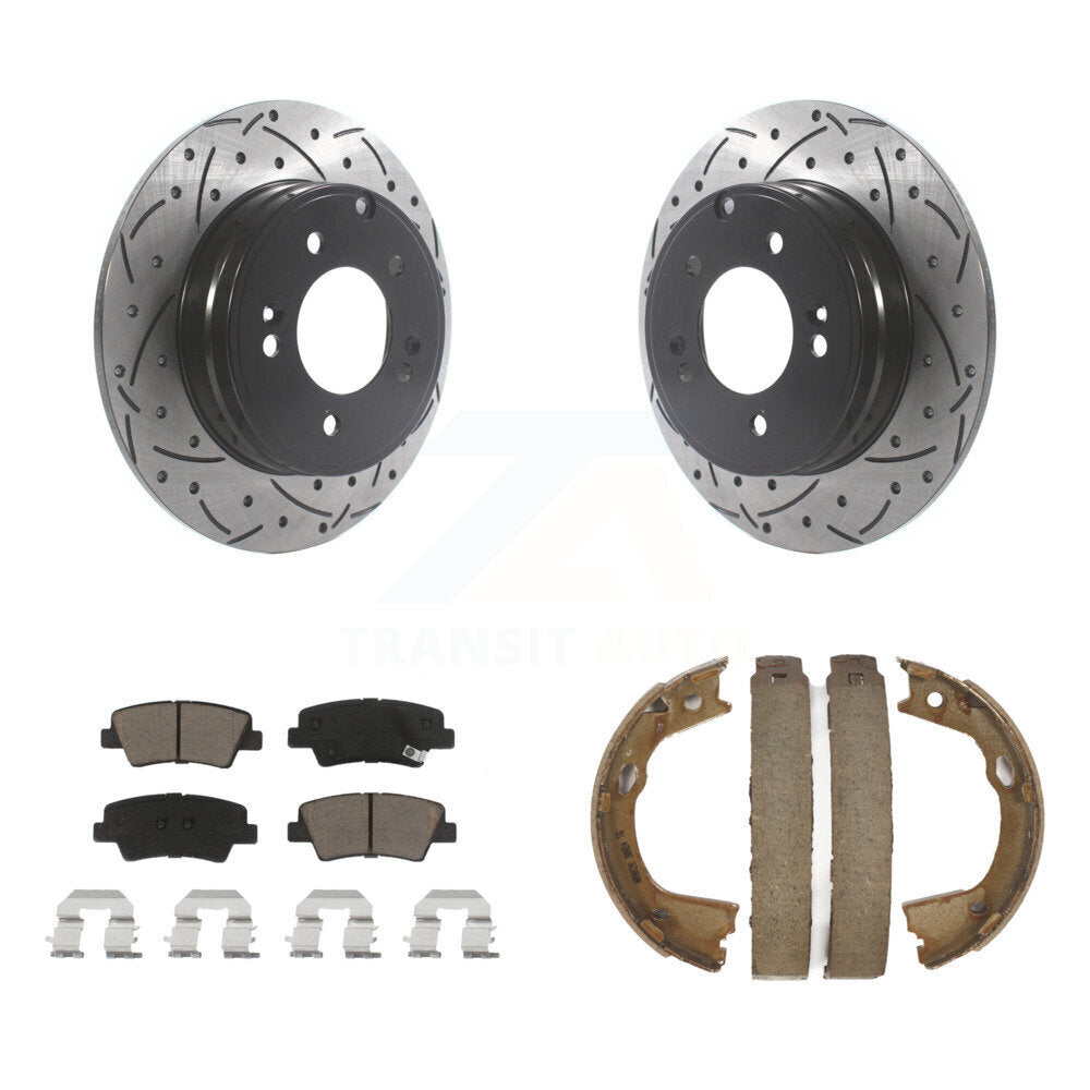 Kit de chaussures de stationnement à disques arrière, Rotors percés et fendus, plaquettes en céramique, pour Hyundai