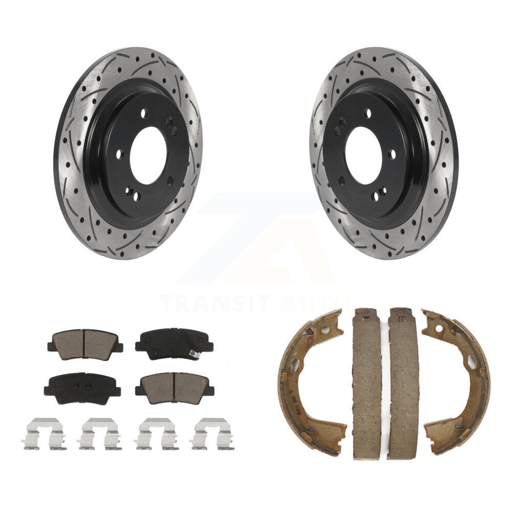 Kit de chaussures de stationnement à disques arrière, Rotors percés et fendus, plaquettes en céramique, pour Hyundai