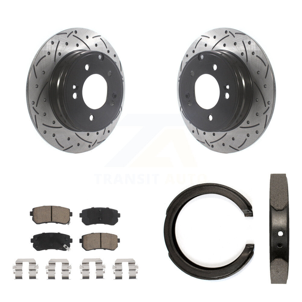 Kit de chaussures de stationnement à disques arrière, Rotors percés et fendus, plaquettes en céramique, pour Kia Optim