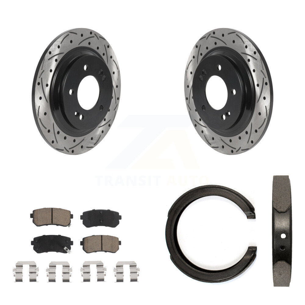 Kit de chaussures de stationnement à disques arrière, Rotors percés et fendus, plaquettes en céramique, pour Kia Optim