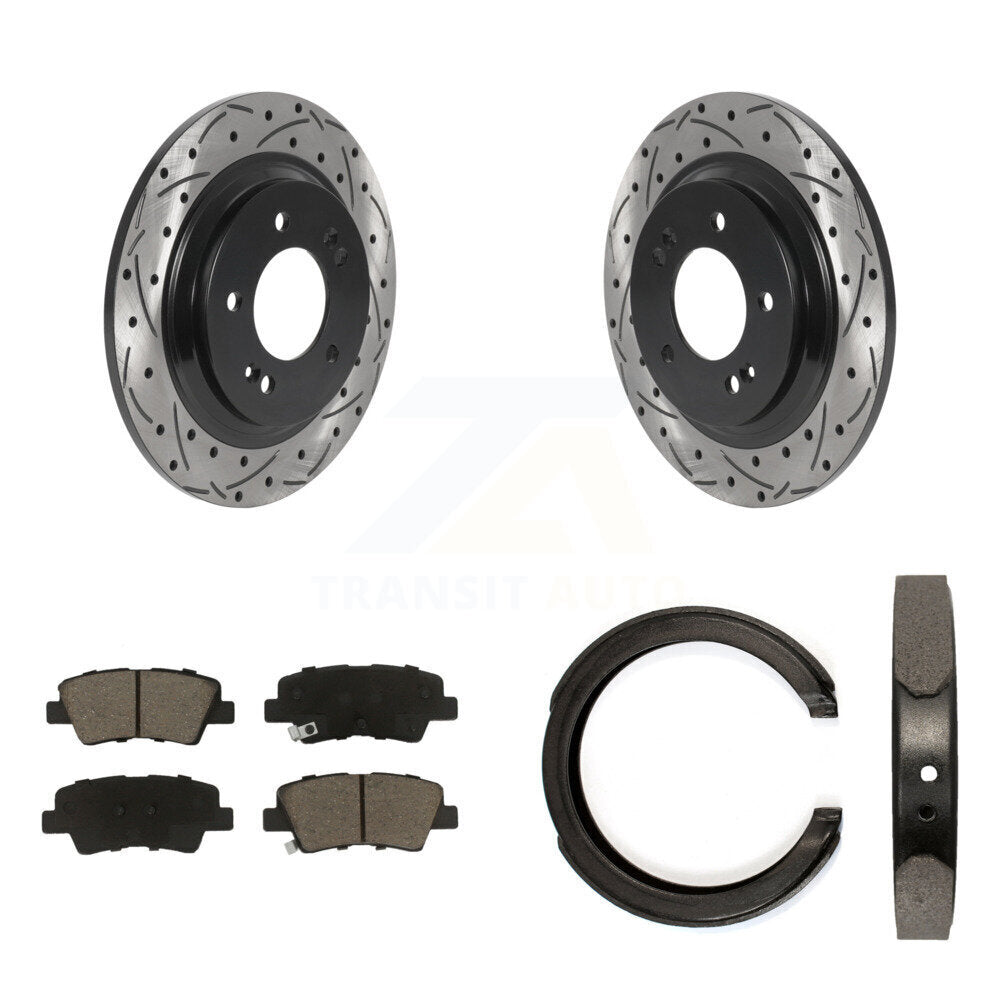 Kit de chaussures de stationnement à disques arrière, Rotors percés et fendus, plaquettes en céramique, pour Kia Optim