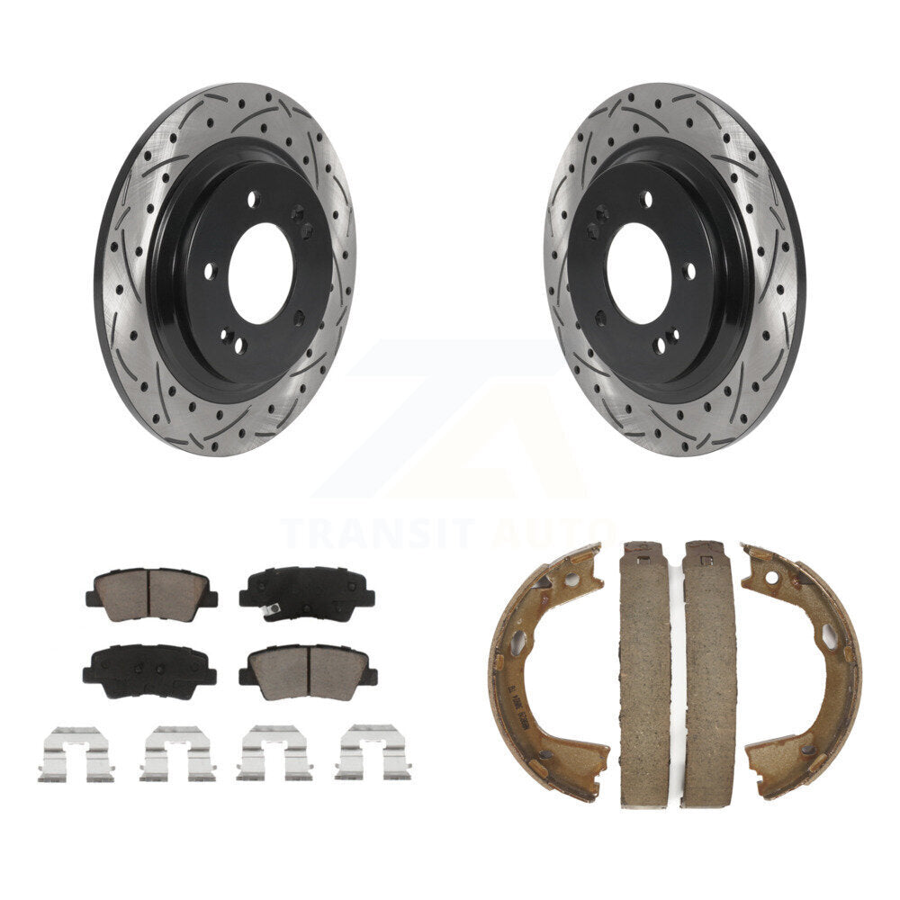 Kit de chaussures de stationnement à disques arrière, Rotors percés et fendus, plaquettes en céramique, pour Kia Optim