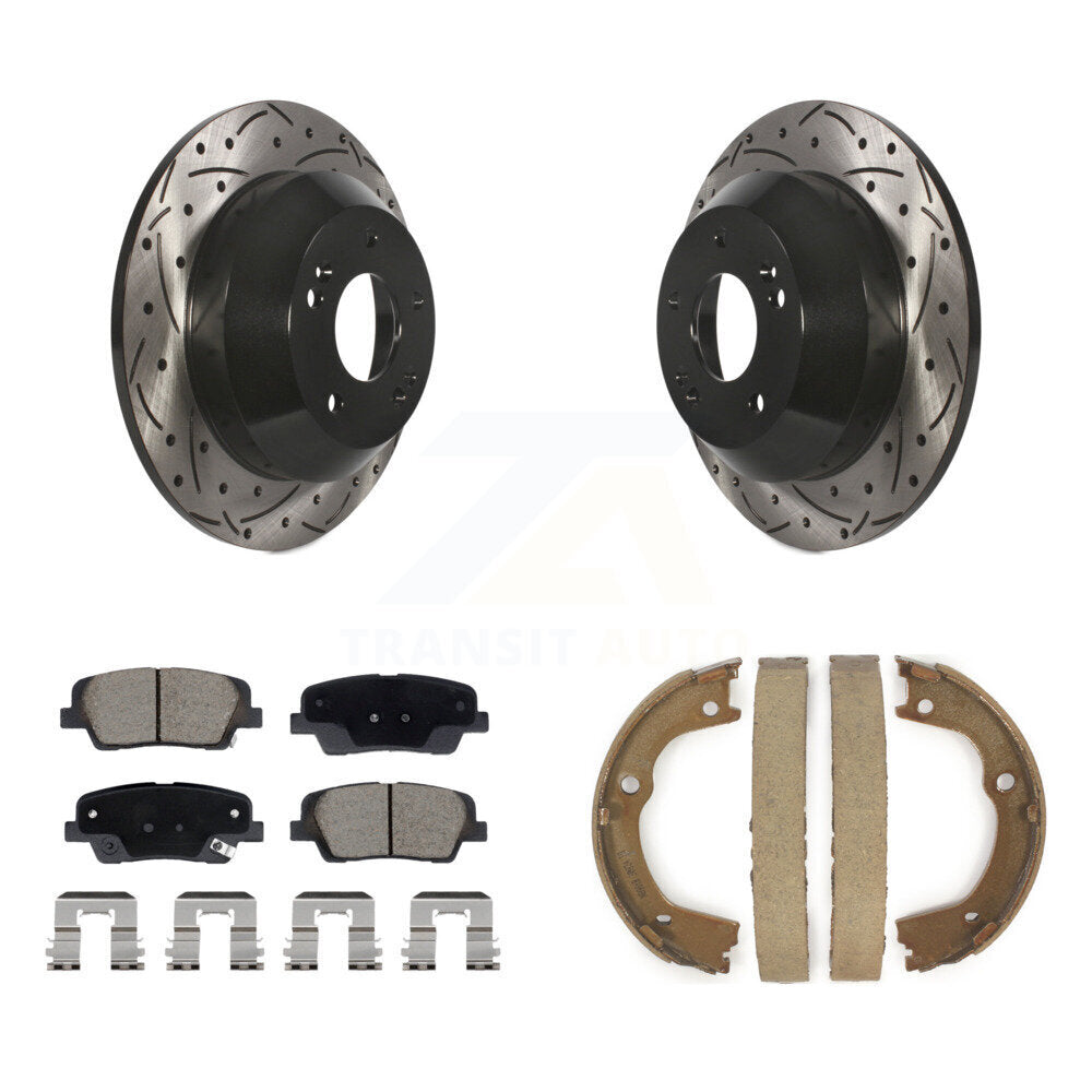Kit de chaussures de stationnement à disque arrière, Rotors percés et fendus, plaquettes en céramique, pour Hyundai F