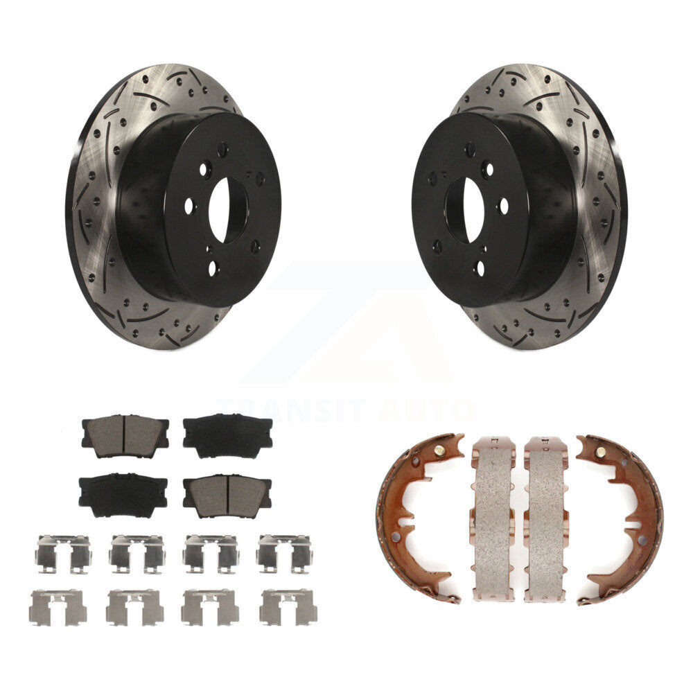 Kit de plaquettes en céramique et de chaussures de stationnement à disque arrière, Rotors percés et fendus, pour Toyot