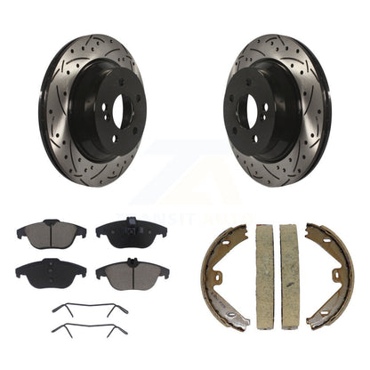 Kit de plaquettes en céramique et de patins de stationnement pour disques arrière, rotors percés et fendus, pour GLK35