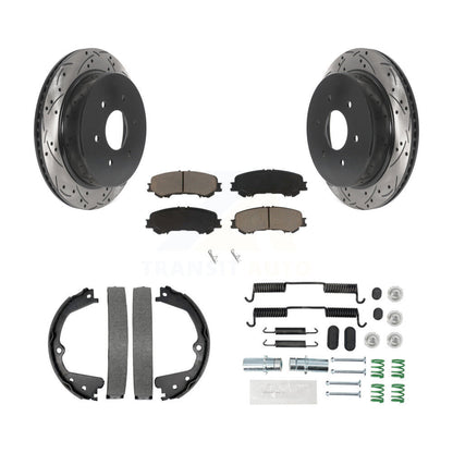 Disque arrière, Rotors percés et fendus, plaquettes en céramique, Kit de quincaillerie pour chaussures de stationnement pour